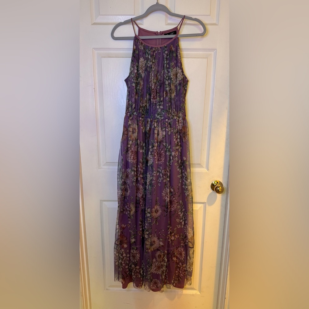 Candalite Purple Sleeveless‎ Halter Maxi Dress